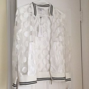 Sheer Polka Dot Bomber Jacket